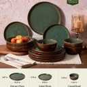 Famiware Milkyway 24-Piece Stoneware Dinnerware Set, Moss Green & Cocoa