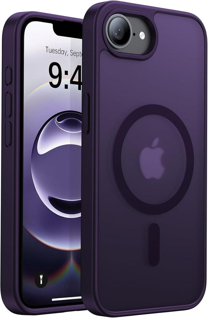Magnetic Shockproof for iPhone 16 Case 2025[Compatible with MagSafe][Military-Grade Protection]Anti-Yellowing,Anti-Scratch Matte Back Protective Phone Case for iPhone 16  6.1",Purple