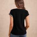 Women's Leopard Print Blouse Wrap V Neck Short Sleeve Button Front Summer Shirt (S)