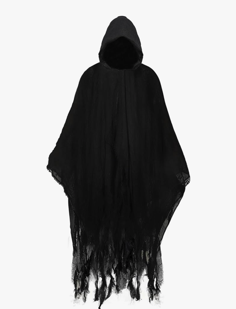Augisteen Halloween Grim Reaper Costume Medieval Renaissance Hooded Cloak Adult Black Robe Wizard Cape for Unisex Cosplay