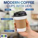 SNH Packing 100 Pack 12 oz Single Wall Disposable Coffee Cups with Lids and Sleeves Leak-Proof Hot Beverage Cups, Eco-Friendly To Go Paper Cups, Sturdy, Insulated, Compostable White Coffee Cups