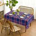 Horaldaily 4th of July Tablecloth 60 X 104 Inch Rectangular, Dark Blue Buffalo Plaid Rural Style Washable Seasonal Table Cover for Party Picnic Dinner Decor