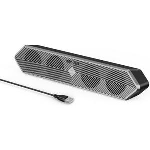 PC Speaker for Computer, Wired USB Powered Bluetooth Computer Speakers with Stereo Clear Sound, Gaming Speakers Sound Bar for Computer Desktop PC Laptop Monitor, Bluetooth & USB Input Black