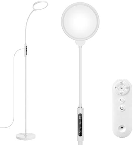 Light Therapy Lamp, 11000 Lux UV-Free Floor Lamp, Full Spectrum LED Sunlight with Touch Remote Control, Adjustable 7 Color Temperatures 9 Brightness Levels for Office Living Room Reading White