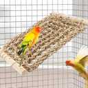 FlidRunest Conure Ladder Perch for Cage, Bird Seagrass Ladder Bridge Exercise Stands, Natural Hand-Woven Parrot Net Climbing Chewing Hammock, Cage Accessories for Lovebird Conure Budgie Parakeet