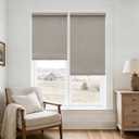 Cordless Blackout Shades for Door Bay Windows Free-Stop UV Protection 100% Black Out Linen Roller Shades Blinds for Indoor Bedroom Bathroom Living Dining Room, Greyish Beige Burlywood Birch W23xH72