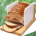 Finalery Heavy Duty Bamboo Bread Slicer for Homemade Bread | Adjustable Bread Cutter Guide for Sourdough Round, Bagels, Cakes | Cutting Board with Plastic Edges | Compact Design with Crumb Tray