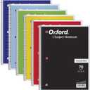 Oxford Spiral Notebook 6 Pack, 1 Subject, College Ruled Paper, 8 x 10-1/2 Inch, Color Assortment Design May Vary (65007)