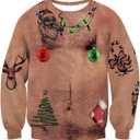 uideazone Mens Ugly Christmas Sweatshirts Funny 3D Graphic Long Sleeve Pullover Shirts (3X-Large)