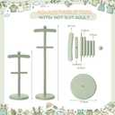 Bucherry Baby Clothes Display Stand Wooden Baby Shower Centerpiece Adjustable Height Circle Shaped Dress Hanger Doll Dress and Outfit Stand Rack Hand Assembled Hangers Display Set (Sage Green,1 Pack)