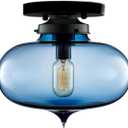 Glass Farmhouse Ceiling Light - Modern Glass Flush Mount (10*8" Stalactite, Blue)