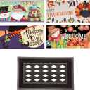 Evergreen Sassafras Fall Christmas Holiday Doormat Insert Bundle & Tray Set of 5, Interchangeable Entrance Door mats Indoor and Outdoor Welcome Mat 30 x 18 Tray Non Slip Backing Low Profile