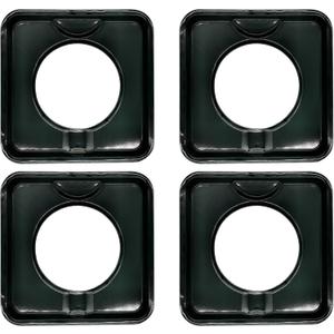 SGP-400 4 Pack Replacement Black Porcelain Square 7.75" x 7.75" Gas Range Drip Pan Replaces 786333 PS11744751 WP786333 AP6011553