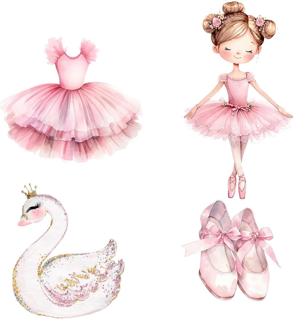 Honoson 4 Pcs Large 24" x 32" Ballerina Dancer Cardboard Cutouts, Pink Ballerina Party Yard Signs Decoration for Baby Shower Wedding Birthday Dance Party Supplies Ballet Themed Decor