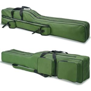 SILANON Fishing Rod Case, Portable Fishing Pole Bag 4.27ft Waterproof Rod Reel Carrier Organizer Large Capacity Tackle Storage Bag Travel Carry Case Gift for Men