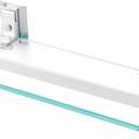 KES Glass Shelf for Bathroom, Glass Floating Shelves Aluminum Tempered Rectangular 1 Tier Extra Thick Silver Wall Mounted, A4126A