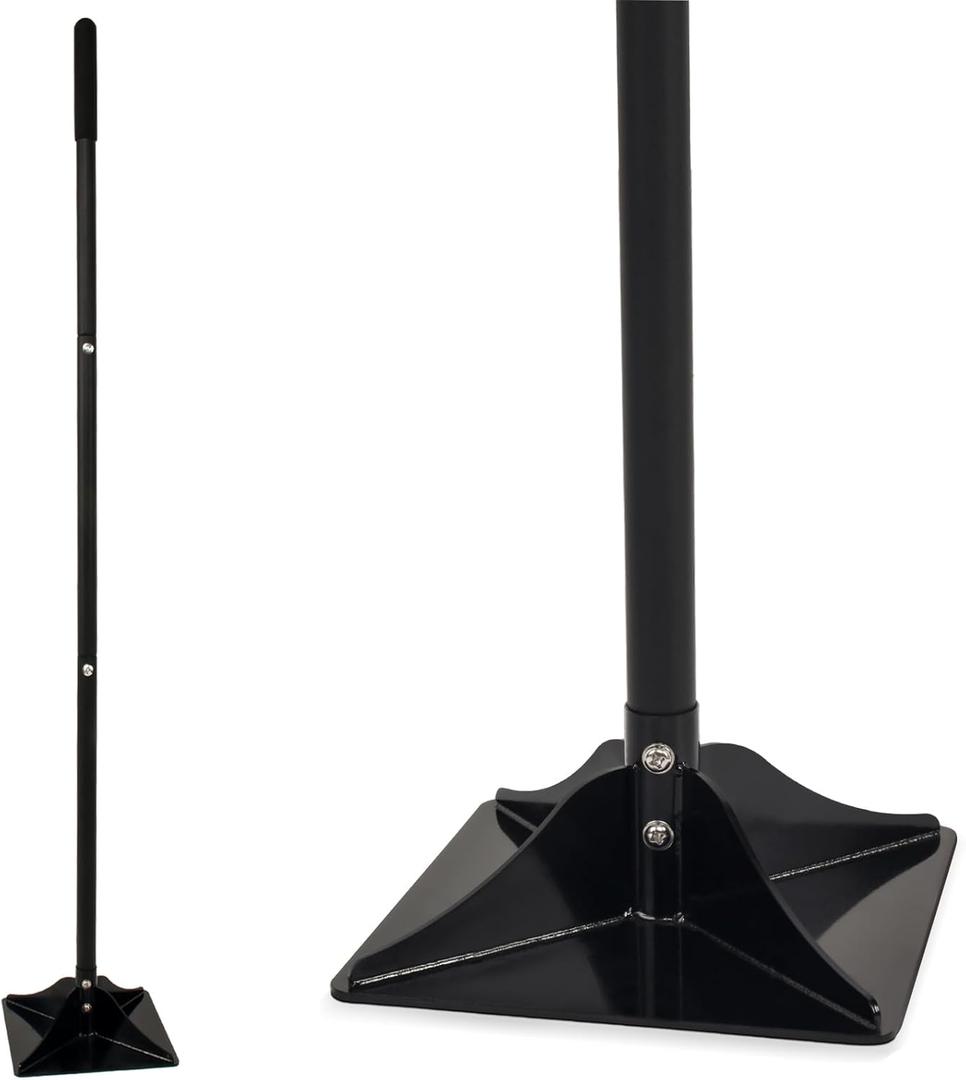 Steel Tamper, 8'' x 8'' Garden Ground Tamper Tool, Durable Steel Handheld Tamper with 48 inch Handle, Garden Tools for Landscaping and Repair Work