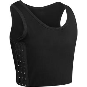 XUJI Transgender FTM Breathable Cotton Elastic Band Colors Chest Binder Tank Top (M-6XL) (Large, Black)