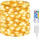 Minetom Fairy Lights with Remote, 7 Feet 200 Led Firefly String Lights Plug in for Bedroom Home Wall Ceiling Christmas Tree Wreath Craft Wedding Party Indoor Outdoor Decoration, Warm White