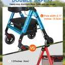 Walkers for Seniors with Seat,450Lbs Rolling Walker, 22" Extra-Wide Heavy-Duty Foldable All-Terrain Rollator Walker with Adjustable Ergonomic Breathable Seat,Brake,Adjustable Height 33"-41.5"(Blue)