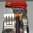 Weber 3Piece BBQ Tool Set Stainless Steel Spatula, Locking Tongs & 12-Inch ColdClean Nylon Grill Brush with Hanging Loops - Grill Accessory Kit