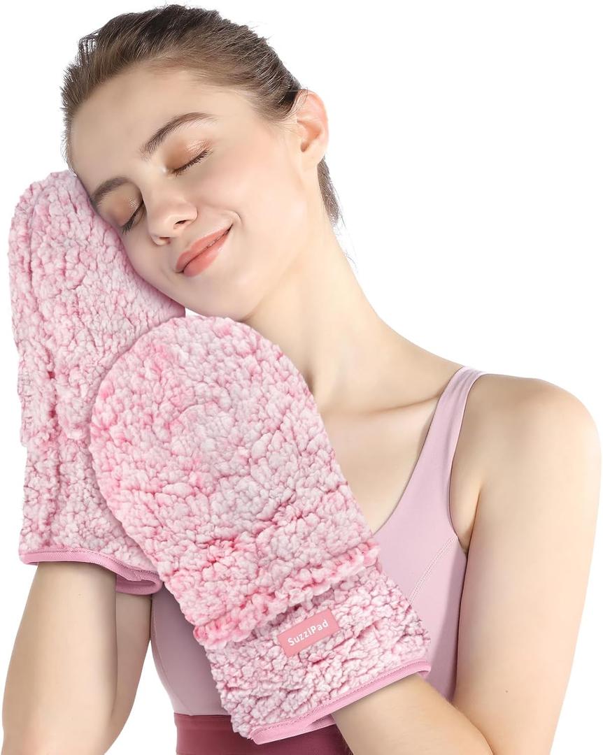 SuzziPad Heat Pack Microwave for Hands for Fatigue Soothing, Heating Pad Gloves to Reduce Discomfort, Heating Pad Hand, Microwavable Hand Warmers Gloves, Microwavable Heated Mittens for Heat Compress (Curly Pink)