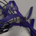 Pitbull Dog Muzzle Breathable Metal Basket for Large Dogs Amstaff Staffordshire Terrier Secure Wire Mask Adjustable Durable Leather Straps Biting Chewing Barking (Blue)