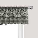Ambesonne Southwestern Window Valance, Pattern Antique Culture Geometric Motifs, Curtain Valance for Kitchen Bedroom Decor with Rod Pocket, 54" X 18", Black and Eggshell