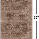 Brown Boho Washable 2x6 Runner Rugs for Hallway Kitchen Bedroom Beside Laundry Room Bathroom Rug, Pet & Kids Friendly, Non Slip Low Pile Stain Resistant Soft Faux Wool Long 24 x 72 Floor Carpet