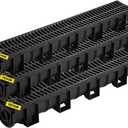 VEVOR Trench Drain System with Plastic Grate, 5.9x5.1-Inch HDPE Channel Drainage for Garden, Driveway - 6 Pack