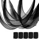 Set of 5 Halloween Creepy Gauze Cloth Decoration, Indoor Outdoor Black Scary Halloween Gauze Tapestry Decor, Spooky Decorations for Home Wall Yard Haunted House Party Supplies, 72 x 30 inch