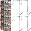 Windyun 40 Over The Door Shoe Organizer, Large Mesh Pocket Hanging Shoe Rack Hanger Large Capacity Gray Behind The Door Storage Holder for Dorm College Closet Entryway Bedroom Utility Room Women Men