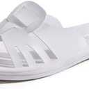 ONCAI Slides for Womens,Flat Dressy Square Toe Summer Beach Sandals for Woman with Comfortable Non-slip Rubber Soles, Size 11, White
