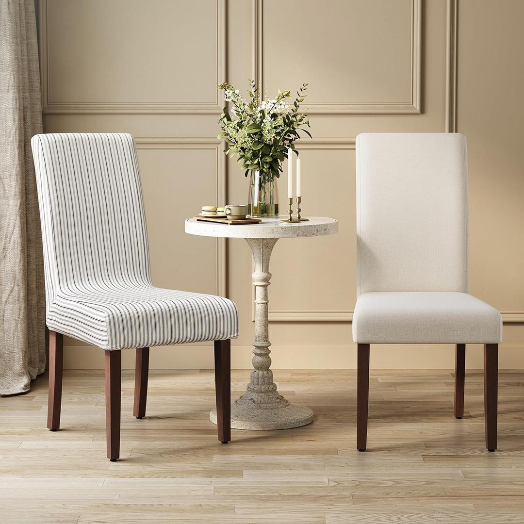 VASAGLE Dining Chairs, Parsons Chairs with Removable Fabric Cover, High Back, for Dining Room Kitchen, Set of 2, Thick Seat, 22.8 x 18.9 x 39.4 Inches, Cream White UKDC152W01 VASAGLE Dining Chairs, Parsons Chairs with Removable Fabric Cover, High Back, for Dining Room Kitchen, Set of 2, Thick Seat, 22.8 x 18.9 x 39.4 Inches, Cream White UKDC152W01