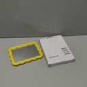 Wave Shaped Table Desk Vanity Makeup Mirror Portable Folding Cute Travel Make Up Mirror for Standing Hanging 6.7X5.3 Inch Home Decoration (Yellow)