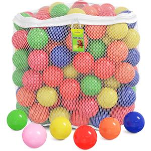 Click N' Play Ball Pit Balls for Kids, Plastic Refill Balls, 200 Pack, Phthalate and BPA Free, Includes a Reusable Storage Bag with Zipper, Bright Colors, Gift for Toddlers and Kids