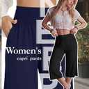 Neer 3 Pack Women Capri Pants Wide Leg High Waist Crop Lounge Sweatpants Loose Summer Casual Workout Pants with Pocket (Black, XL)