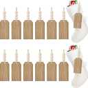 LIKAJON 12PCS Christmas Stocking Name Tags, DIY Unfinished Personalized Wooden Bead Blank Tags, Farmhouse Xmas Stocking Hanging Tags Gift Tags for Christmas Stocking Home Farmhouse Decor