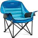 Oversized Camping Chair, Portable Folding Camping Chairs with Side Pocket, Cup Holder and Carry Bag, Heavy Duty Outdoor Camping Chairs for Adults, Fishing, Sports, Trip, up to 400lbs, Style 1 (Blue)