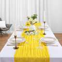 12 Pack Lemon Yellow Cheesecloth Table Runner 10Ft Spring Gauze Cheese Cloth Table Runner 35x120 Inch Boho Sheer Rustic Fabric for Party Decor Baby Shower Wedding Decorations