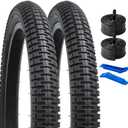 YUNSCM 2-PCS 20" Bike Tires 20x2.125/57-406 and 20" Bike Tubes Schrader Valve Compatible with 20x2.0 20x2.10 20 x 2.125 20x2.15 All-Terrain Bike Bicycle Tires and Tubes (Y-1106)