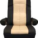 RV Designer GripFit+ Motorhome Seat Covers 2-Pack - Premium 100% PVC Leatherette Class-A RV - Pet-Friendly, Easy-to-Clean, Durable, Fire Retardant - Side Pockets  Black and Tan