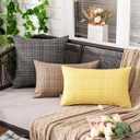 MIULEE Outdoor Waterproof Throw Pillow Covers Decorative Farmhouse Water Resistant Cushion Covers for Tent Patio Garden Couch Sofa Pack of 2, 12x20 Inch Beige