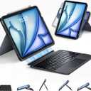 HOU Keyboard Case for iPad Air 13-inch M4/M3/M2 & iPad Pro 13-inch M5/M4 & Pro 12.9-inch, Detachable Keyboard, 360 Rotating Stand, Portrait & Landscape Mode, Multi-Touch Trackpad, Backlit Keys-Black