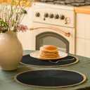 Noctiflorous Braided Round Placemats Set of 4, 15 Inch Woven Table Mats, Non-Slip Washable Thin Edge Place Mats for Kitchen Dining Table Decor (Black, 4)