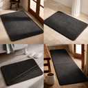 TYUU Black Bathroom Runner Rugs, Ultra Soft Long Bath Mat Machine Washable Super Absorbent Quick Dry Bathroom Runner Rug 16 x 60 Non Slip, Black 16" x 60"