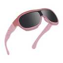 XIYANGYANG Kids Sports Sunglasses, UV Protection, Ages 4-10, Gray-Blue Frame, Pink
