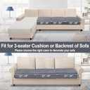 NAISI Couch Cushion Covers 3 Pieces Velvet Stretch Sofa Seat Covers or Backrest Covers Soft Individual Couch Covers for Sectional Sofa(3 Pcs for 3-Seat Cushion,Dark Grey)