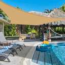 COOLBOYS 16'x 16' Sun Shade Sail Sand Rectangle UV Block Outdoor Shade Canopy Sunshade for Patio Lawn Garden Carport Backyard Deck Pergola