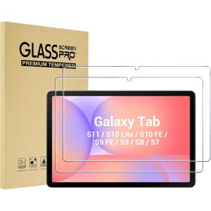 ProCase 2 Pack Screen Protector for Tablet Galaxy Tab S11 / S10 Lite/ S10 FE / S9 FE / S9 / S8 / S7 (11" & 10.9"), HD Tempered Glass Film Guard Compatible with S Pen, Case Friendly